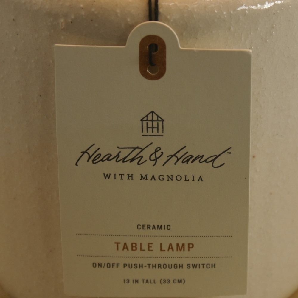 Hearth & Hand with Magnolia Ceramic Table Lamp Pleated Shade Cream 13in NEW - Picture 2 of 6